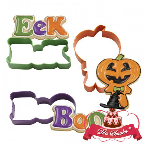 Wilton foremki do ciasek dekoracji z masy cukrowej Boo 3 szt Halloween