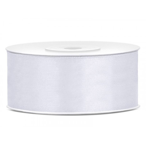 Wstążka satynowa gładka  gruba 25 mm biały 25m TS25-008