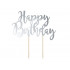 Topper Na Tort Srebrny Happy Birthday KPT11-018M