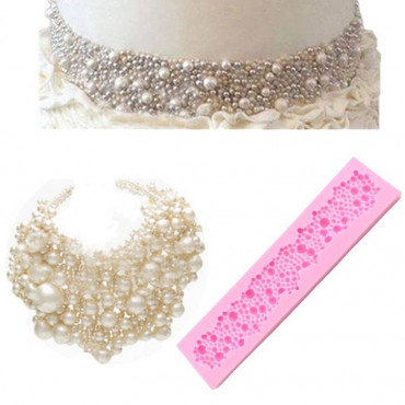Forma silikonowa do dekoracji z masy cukrowej perły kolia biżuteria