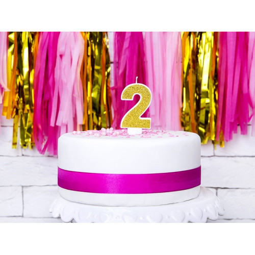 Świeczka Urodzinowa Brokatowa Złota "8" SCU3-8-019B