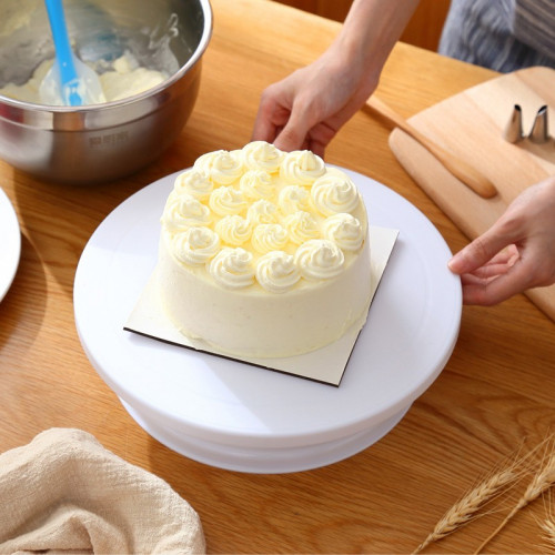 Patera obrotowa do dekorowania tortów biała klasyczna MJ12477