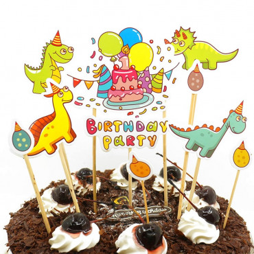 Toppery na tort urodzinowy DinozauryBirthday Party 11 sztuk