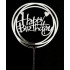 Topper okrągły Happy Birthday Srebrny akrylowy 7168