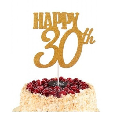 Brokatowy topper złoty na tort Happy 30 Sweet Baking