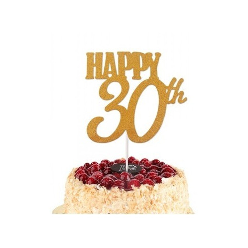 Topper złoty na tort Happy 30 Sweet Baking
