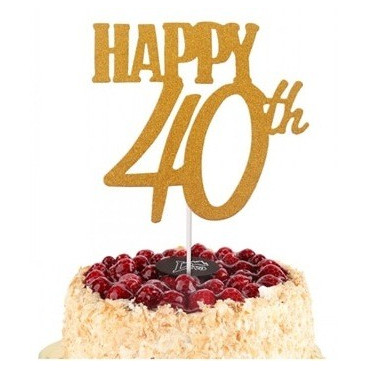 Brokatowy topper złoty na tort Happy 40 Sweet Baking