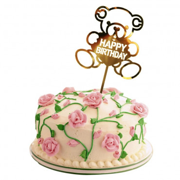 Topper MIŚ Happy Birthday złoty akrylowy Sweet Baking