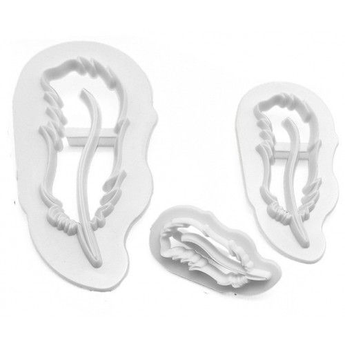 Foremki plastikowe do ciastek masy cukrowej PIÓRA 3szt 7303 Sweet Baking