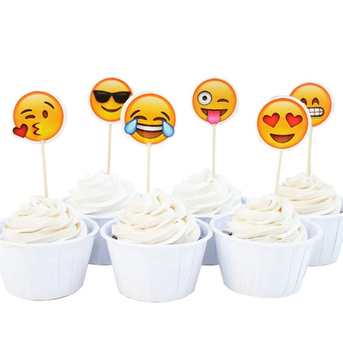 Toppery pikery do babeczek Buźki Emotikonki 24szt Sweet Baking 7349
