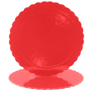 Azucren Podkład pod tort okrągły lakierowany Czerwony śr. 25cm gruby h:3mm DE68438
