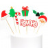 Świąteczne Toppery Na Tort Z Dodatkiem Brokatu Hohoho 7szt 7801