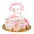 Topper na tort Tęcza Pomponikowa Biało Różowa Sweet Baking