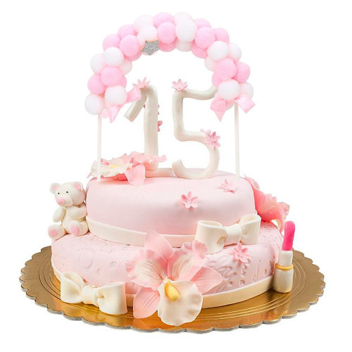 Topper na tort Tęcza Pomponikowa Biało Różowa Sweet Baking
