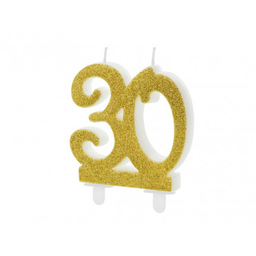 Świeczka Urodzinowa Brokatowa Złota "30' SCU5-30-019