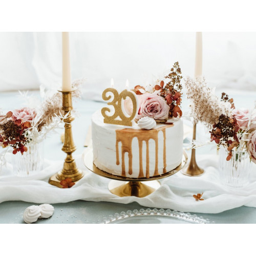Świeczka Urodzinowa Brokatowa Złota "30' SCU5-30-019