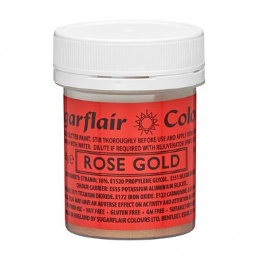 Sugarflair Farbka jadalna do malowania błyszcząca Rose Gold Różowe Złoto 35g bez E-171 T411