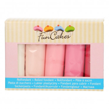 Fun Cakes Masa cukrowa lukier plastyczny 5 kolorów 5x100g VALENTINE F20365