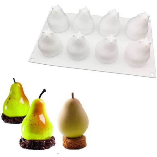 Forma silikonowa do ciastek Gruszka 3D 8 gniazd 8326