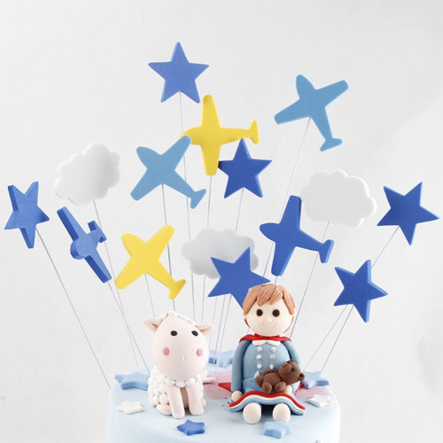 Toppery na tort samoloty gwiazdki chmurki 6485
