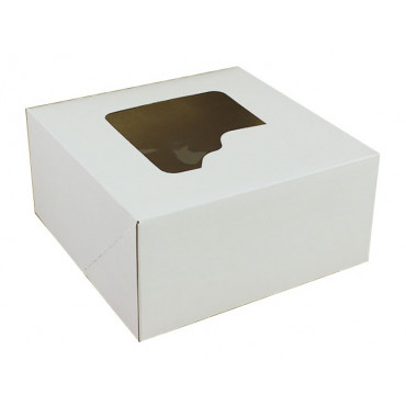 Pudełko na tort białe z okienkiem 28cmx28cmx13cm