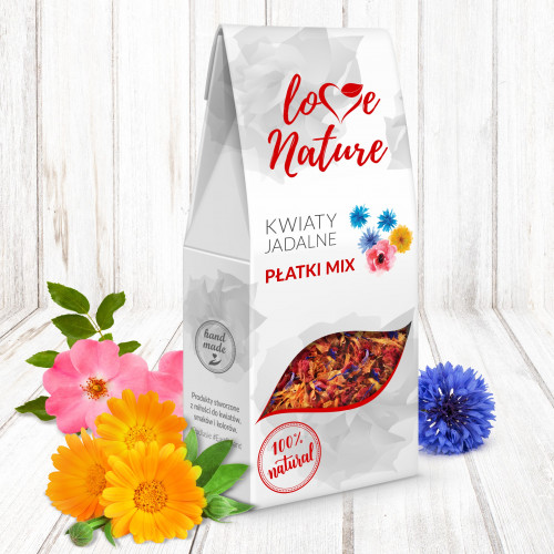 Kwiaty jadalne suszone Love Nature PŁATKI MIX 16g