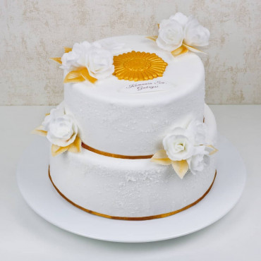 Hostia cukrowa Złota 8cm Komunia Święta dekoracja na tort
