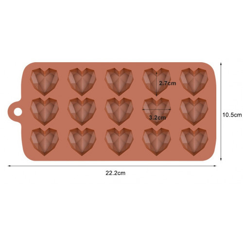 Forma silikonowa do czekoladek pralinek DIAMENTOWE SERDUSZKA 15szt 5520