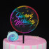 Topper akrylowy na tort urodzinowy OKRĄGŁY NEONOWY MIX HAPPY BIRTHDAY 1850