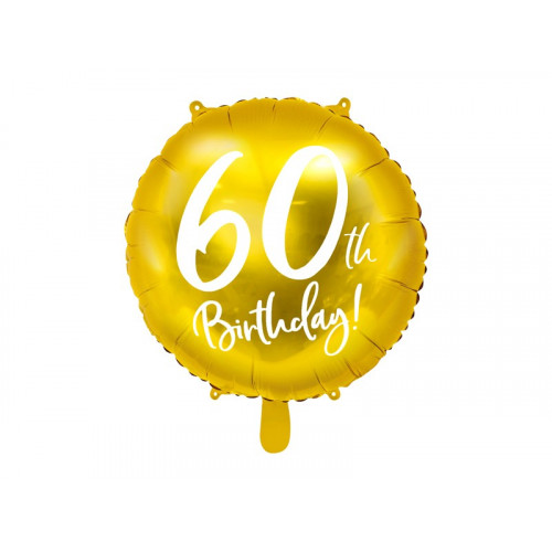 Balon foliowy złoty okrągły "60th" 45cm PD