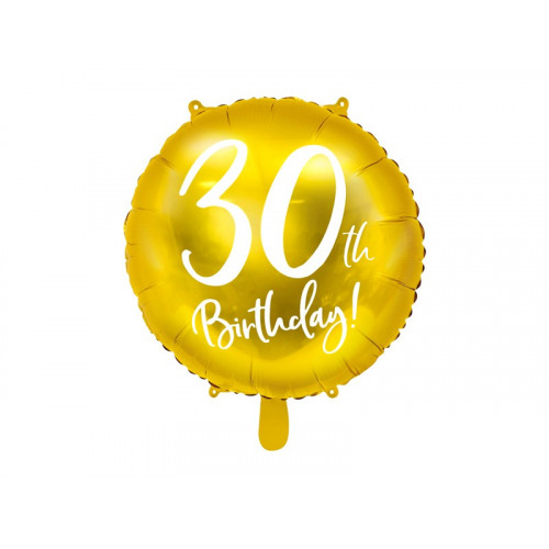 Balon foliowy złoty okrągły "30th" 45cm PD