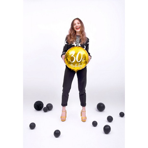 Balon foliowy złoty okrągły "30th" 45cm PD