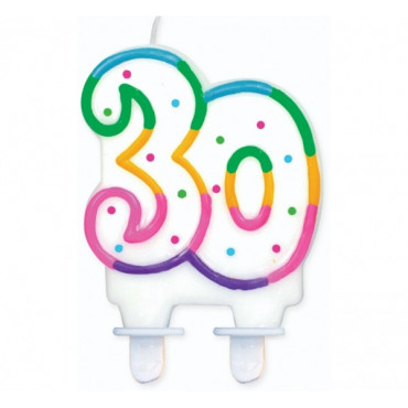 Świeczka urodzinowa z kropeczkami liczba "30"