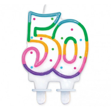 Świeczka urodzinowa z kropeczkami liczba "50"