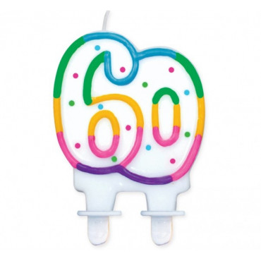 Świeczka urodzinowa z kropeczkami liczba "60"