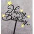 Akrylowy topper na tort HAPPY BIRTHDAY czarny z gwiazdkami 9138