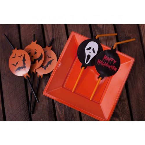 Słomki plastikowe Halloween z dekoracjami 5szt