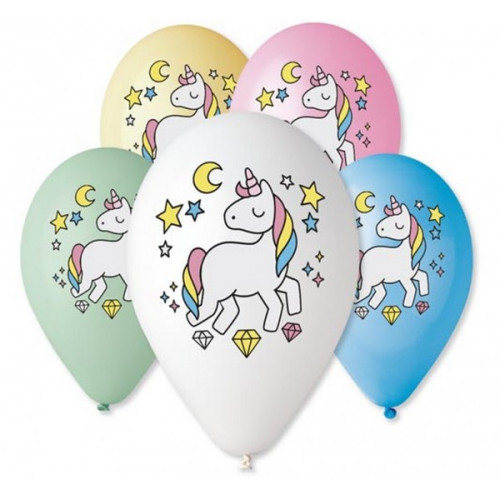 Balony urodzinowe "JEDNOROŻEC DIAMENTY" 5szt GS110/P661
