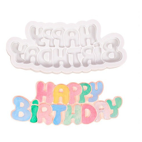 Forma silikonowa do dekoracji z masy cukrowej HAPPY BIRTHDAY 9277