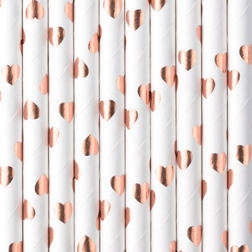Patyczki słomki papierowe cake pops SERDUSZKA ROSE GOLD SPP7M-019RJ