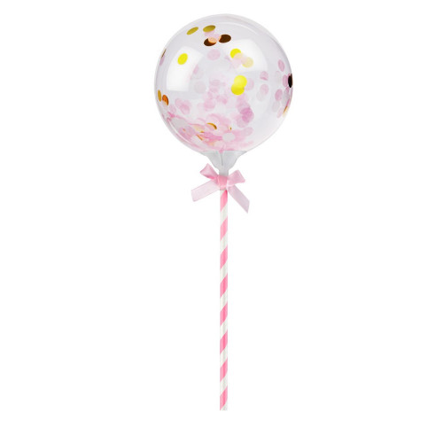 Balon z confetti na tort okrągły Różowy blf9393róż
