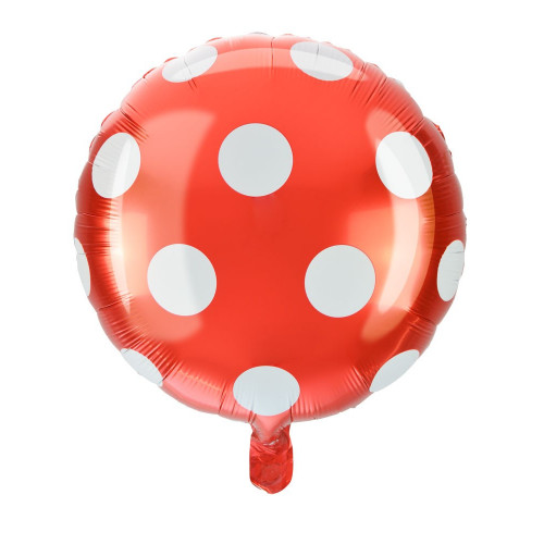 Balon foliowy okrągły w kropki CZERWONY 45cm BLF9416CZE