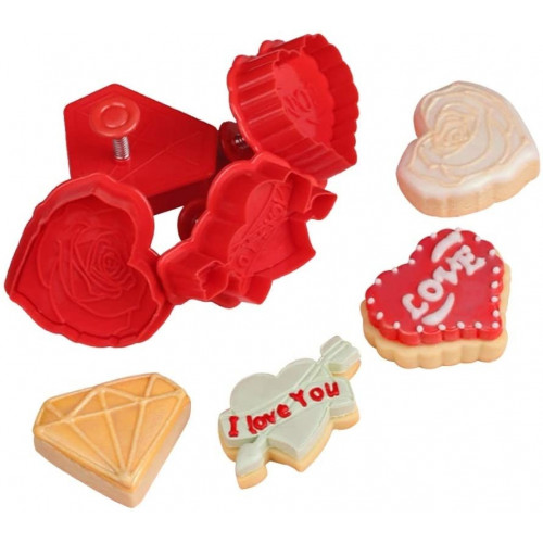 Foremki na tłoczku do ciastek masy cukrowej Walentynki Serce Diament EBB00237