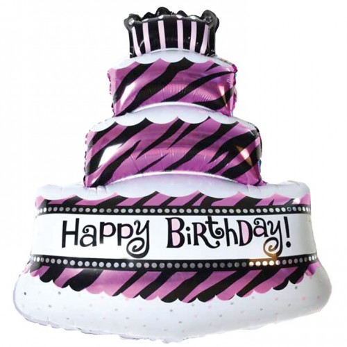 Balon foliowy Tort Różowy Happy Birthday 98cm PP460140