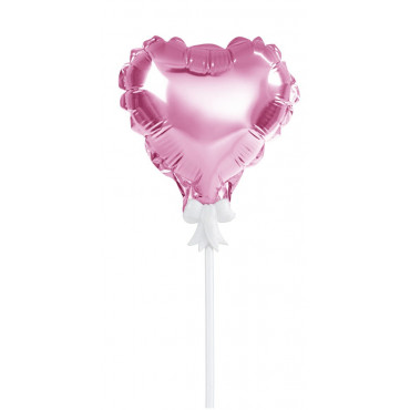 Balon na patyczku na tort Serce Różowe BLF9317róż