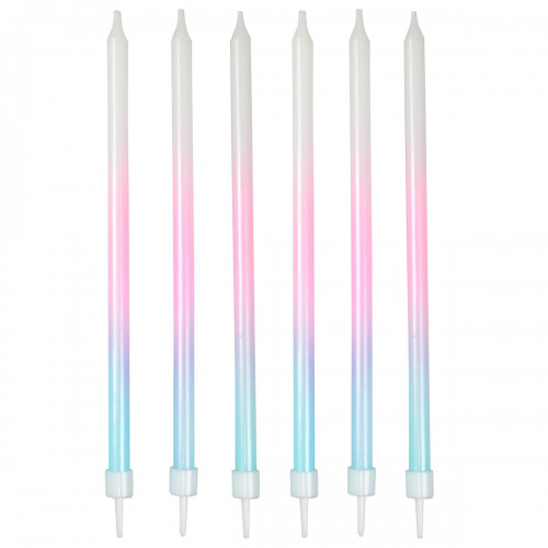 Świeczki urodzinowe OMBRE 6 sztuk  dł.12cm DS3585