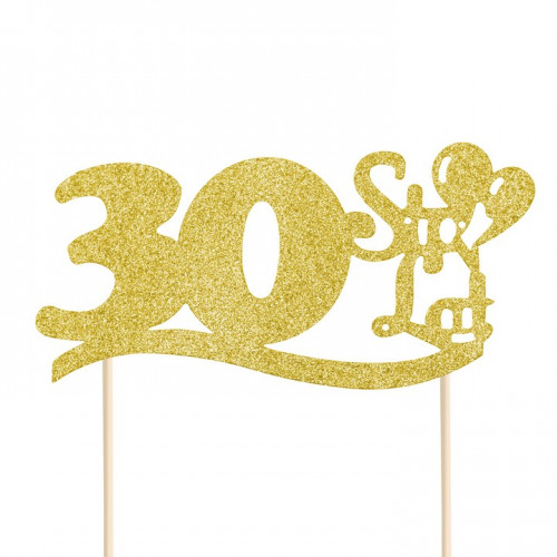 Brokatowy Topper na tort "30" Sto Lat PP512118