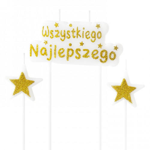 Świeczki urodzinowe Wszystkiego Najlepszego 3szt PP801005
