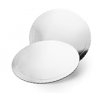 Azucren Podkład pod tort okrągły lakierowany srebrny śr. 25cm gruby DE68390