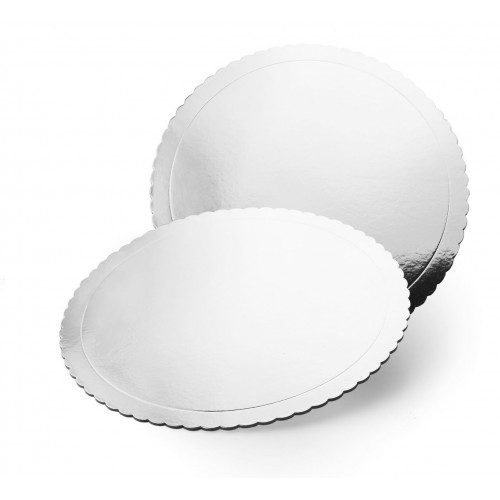 Azucren Podkład pod tort okrągły lakierowany srebrny śr. 25cm gruby DE68390